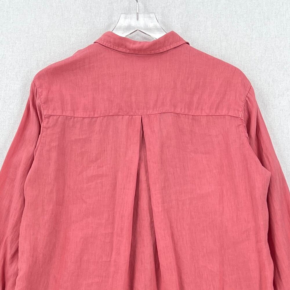 GRAYSON The Hero Button Up Shirt Womens Medium Coral Pink Linen Long Sleeve - Picture 5 of 12